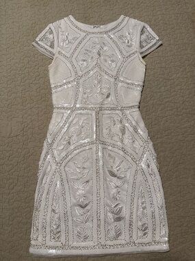 White/Ivory Beaded & Sequin Mini Dress
